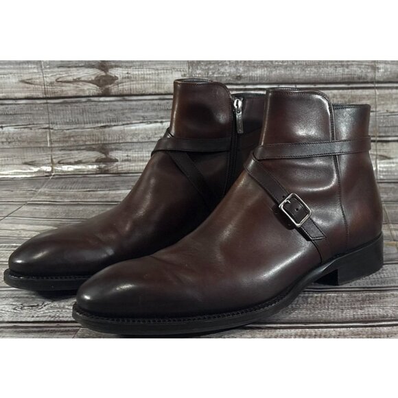 Santoni Calfleather Jodhpur Chelsea Boot size 8 D Burgundy made Italy mspr $929 main image 10